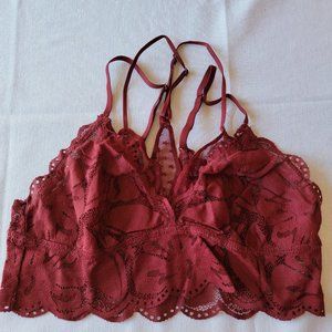 Aerie, Maroon/Red, Lace and Stars Bralette, Size M